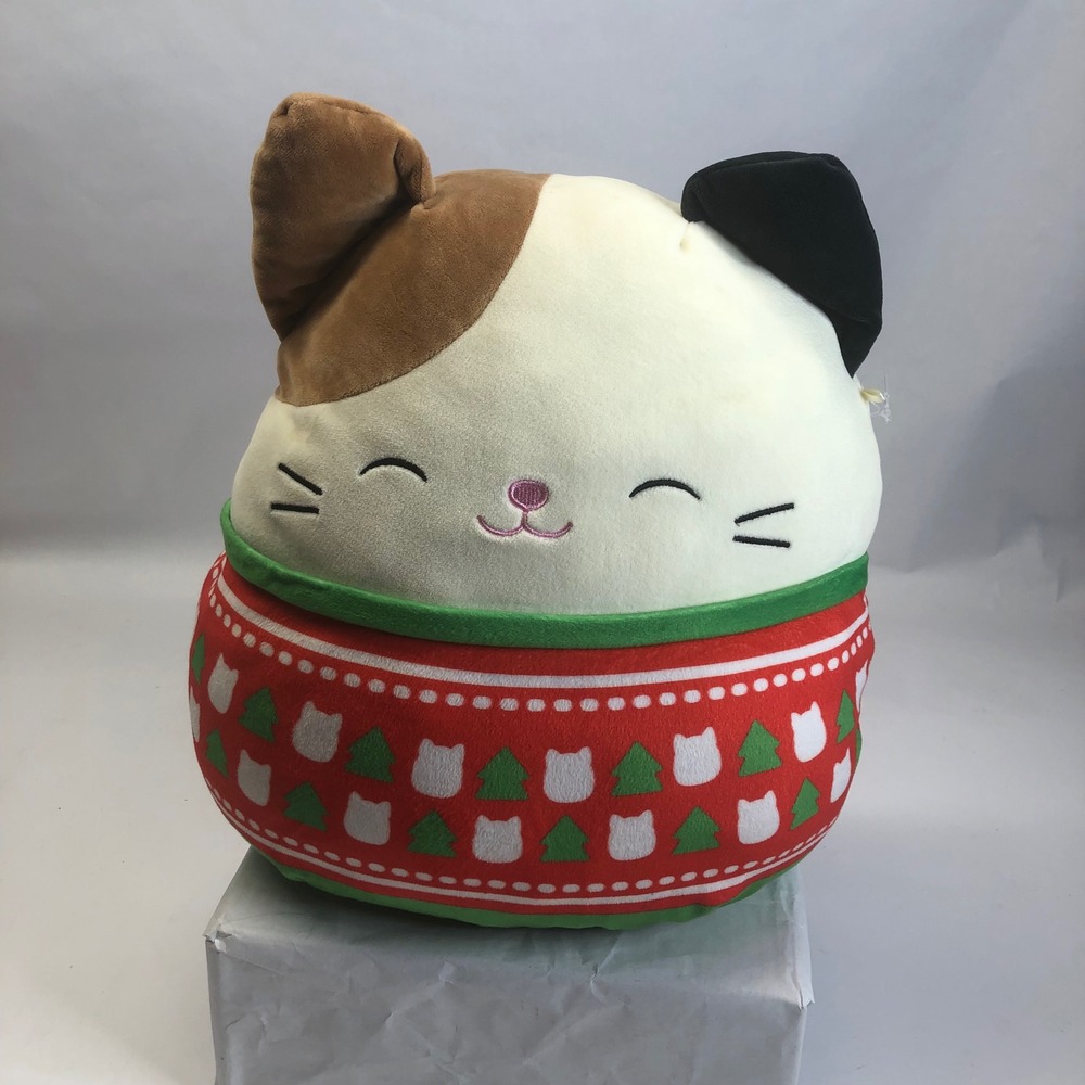 Squishmallows Cat Plush Holiday Sweater Stuffed‎ Animal Pillow Pal 12"